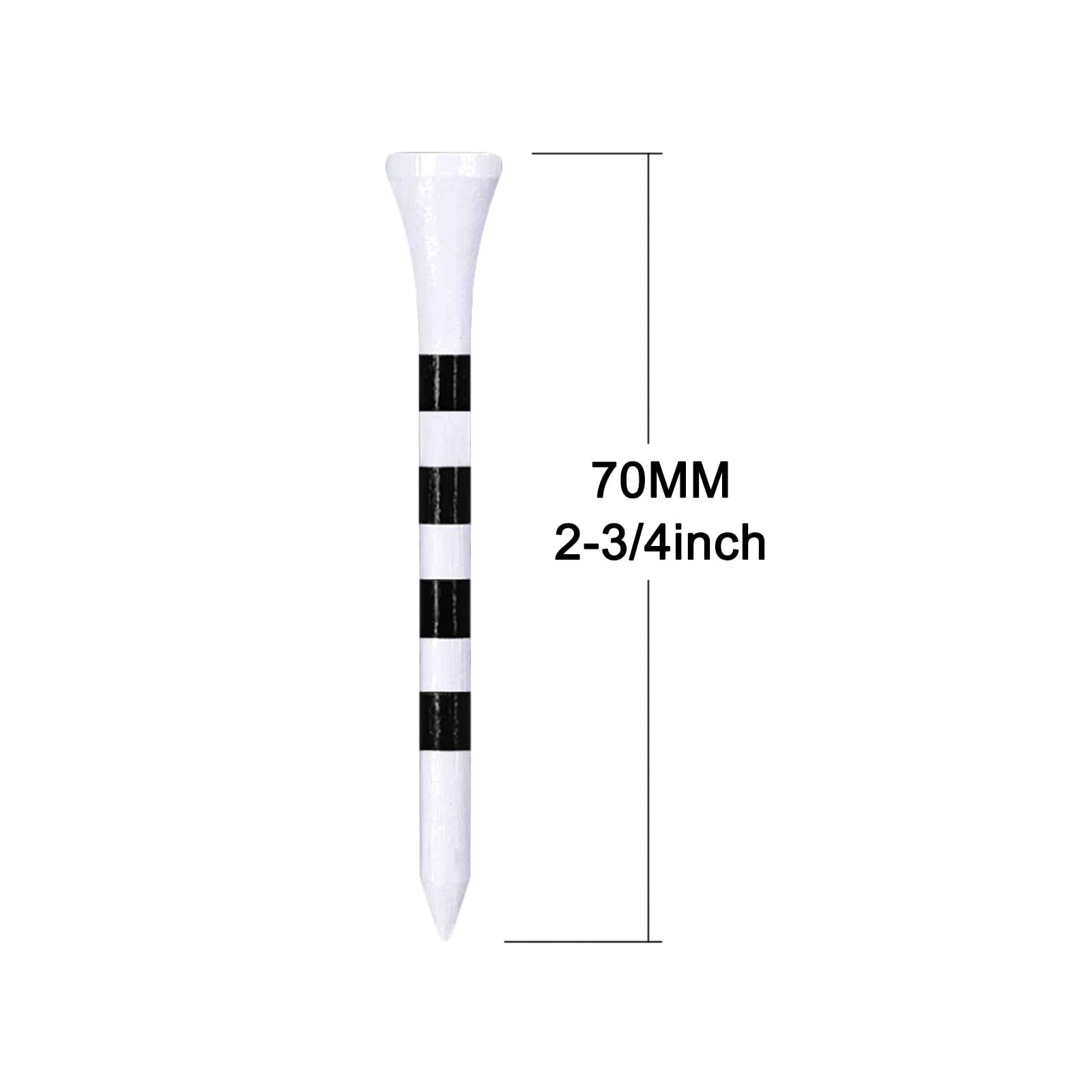 Zivisk Wooden Golf Tees 2-3/4 Inch 100 Count, 2.75'' Long Golf Wood Bamboo Tees(White,70Mm)