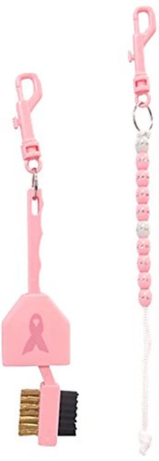 Rhinestone Golf Bead Score Counter & Utility Golf Brush Kit For Cancer Awareness
