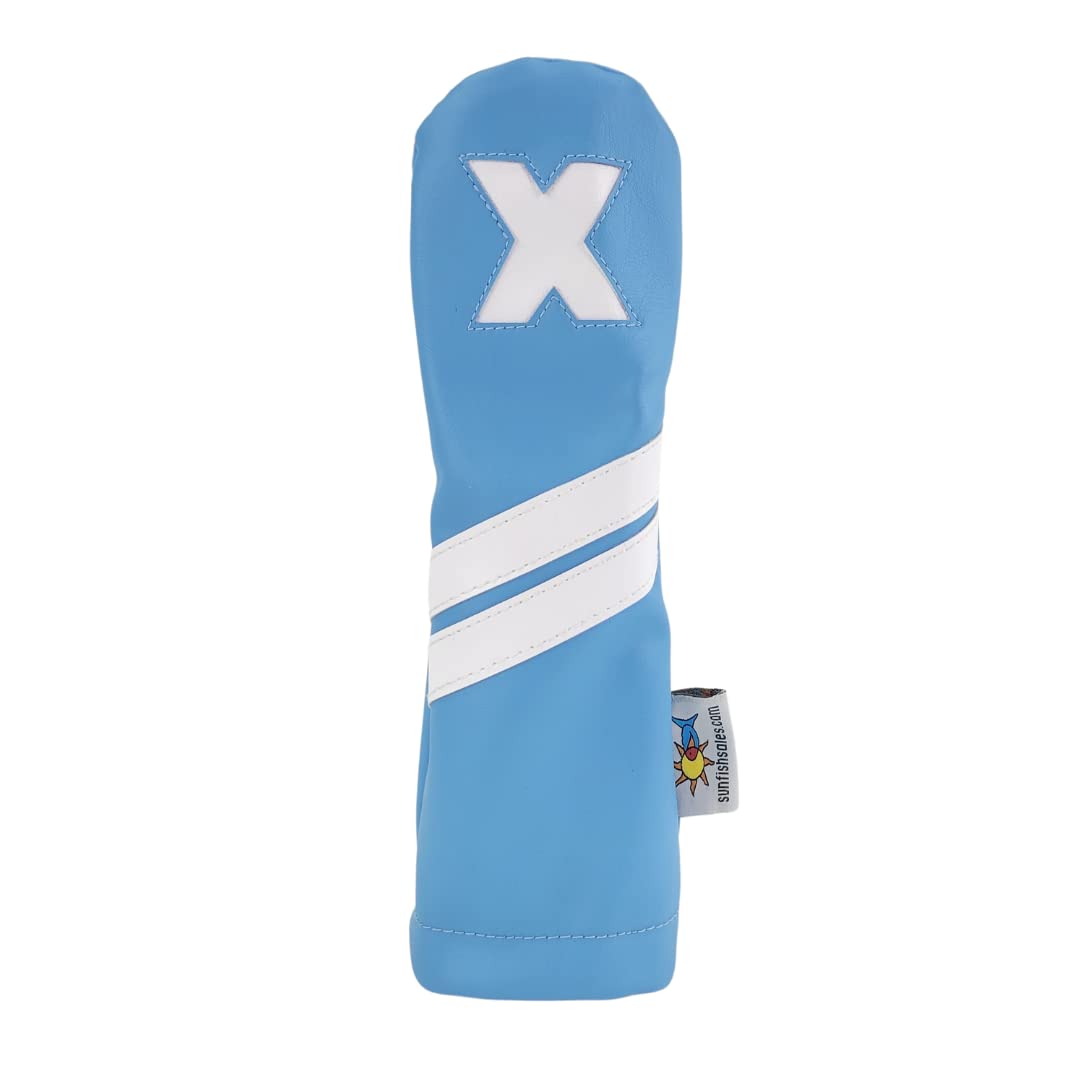 Light Blue Sunfish Leather Golf Headcover 5 Piece Set 1 3 5 X H Driver Fairway Hybrid