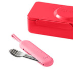 Omie OmieBox Travel Utensil Set | Fork and Spoon with Case for Easy Travel | Stainless Steel Fork and Spoon | Pink