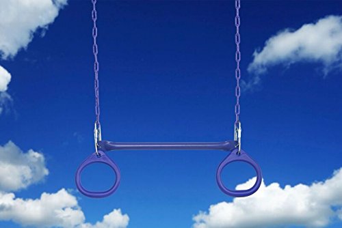 Standard Trapeze Bar With Rings | Purple | Compatible With Most Playsets | Easy To Install | 115Lb Capacity | Swing Hangers Not