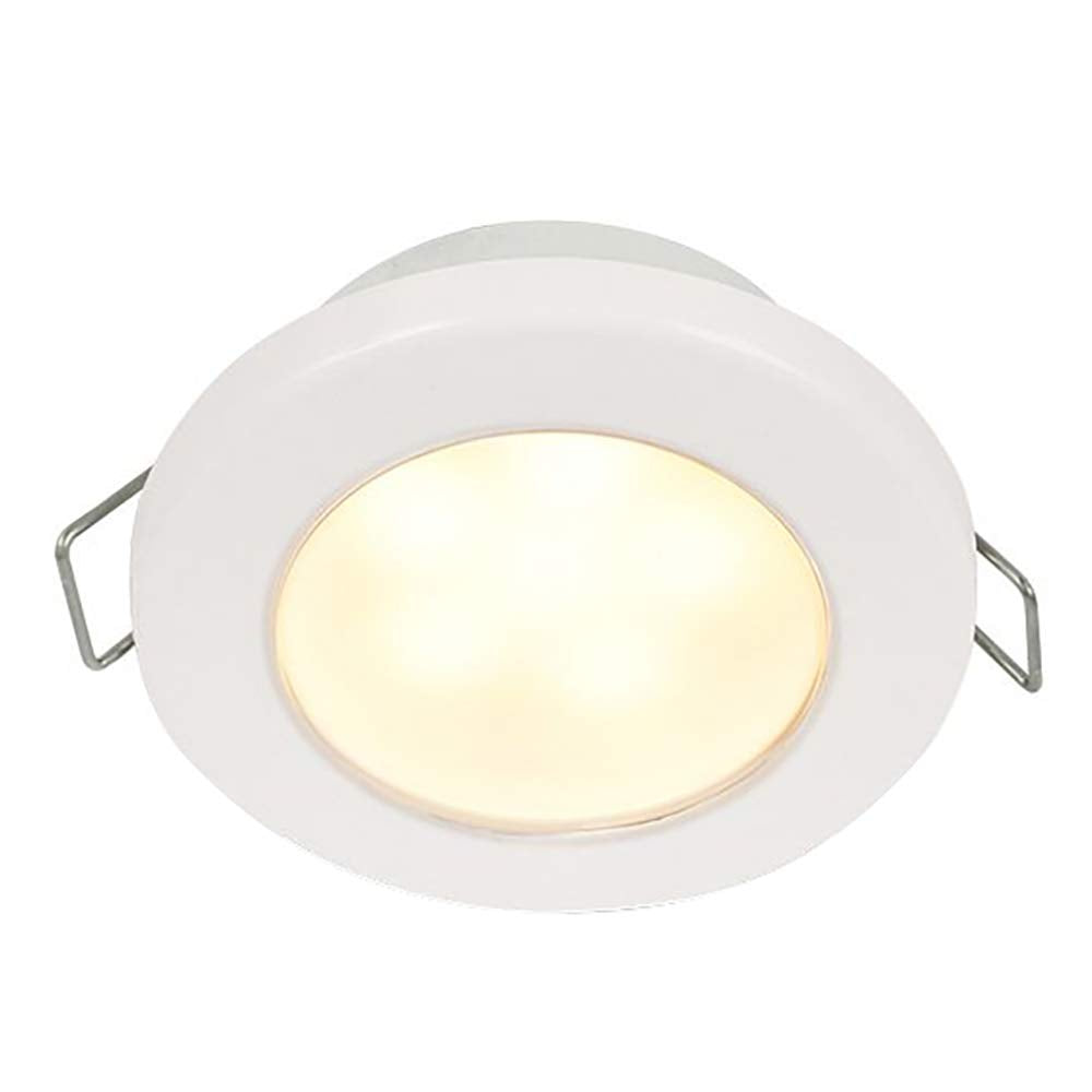 Hella Marine 18717827 Euroled 75 3 Round Spring Mount Down Light - Warm White Led - White Plastic Rim - 12v