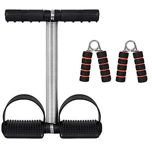 LatinX Combo of Single Spring Tummy Trimmer with 2 Hand Grip Strengthener with Foam Handle  Complete Home Fitness Set for Core