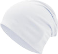 Paropkar Cotton Slouchy Beanie Hats For Men Women Stretchy Skull Cap, Chemo Headwear Caps, Lightweight Hat (White)