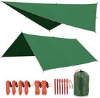 Redcamp Hammock Rain Fly Camping Tarp Waterproof, 10X10Ft Lightweight Backpacking Rain Tarp Shelter For Hiking Outdoor, Green