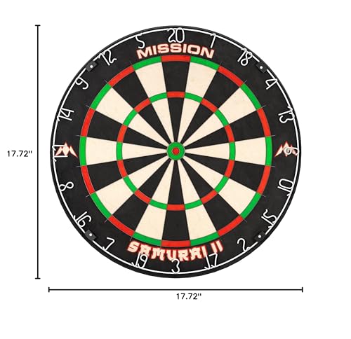 Mission Darts Db023 Samurai Ii  Professional Competition Standard Dartboard With Ultra Thin Wire Construction And Non Fade Colou