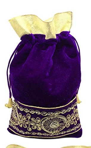 DMS RETAIL Return Gift Bags/Wedding Party Favor/Jewellery Pouch/Shagun Gift Pouch Velvet Laced Potli Bag  Purple