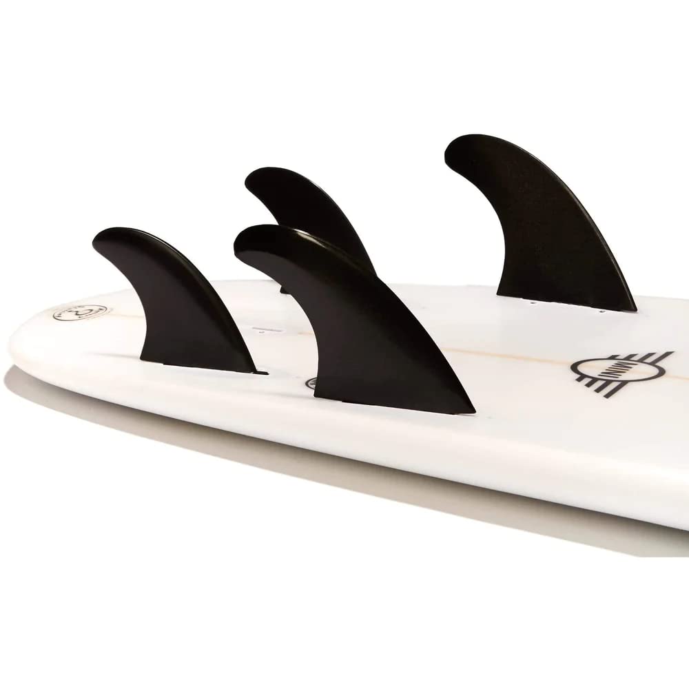 Dorsal Surfboard Fins Quad 4 Set Future Compatible Black Medium Glass Filled Nylon With Flexcore