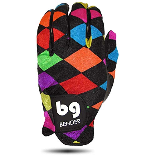Bender Gloves Womens Spandex Golf Glove, Worn On Left Hand (Argyle, Medium)