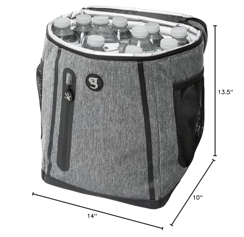 Geckobrands Opticool Backpack Cooler - Holds Up To 36 Cans Or 18 Bottles, (Everyday Grey), 3 Pockets, Easy Access Lid