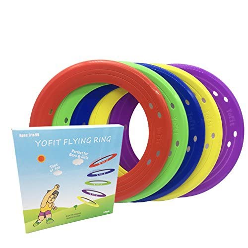 Yofit 10 Inch Flying Disc, Flying Plastic Ring With Assorted Colors, Outdoor Beach Backyard Camping Activities, Set Of 5