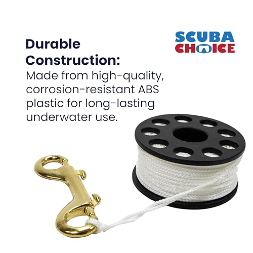 Scuba Choice Scuba Diving Compact Finger Spool, 150, White Line