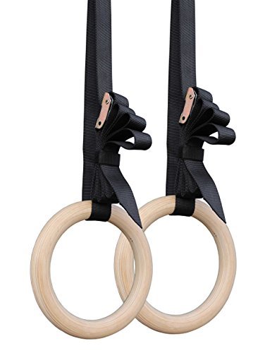 Titan Fitness Wooden Gymnastics Rings With Cam Buckle Straps, Home Gym Equipment, 8?