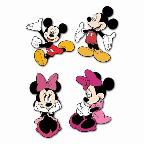 Cartoon Theme Set of 4 MDF Wooden Fridge Magnets for Refrigerator and Door, Cute Character Decorative Magnets for Kitchen Home D