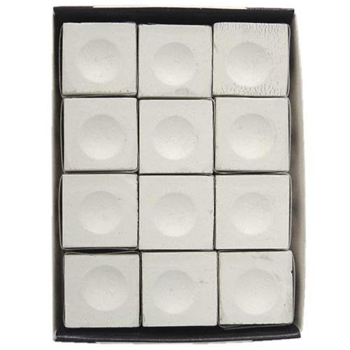 Sterling Gaming Silver Cup Pool Cue Chalk Cubes In White - 12 Pc Set