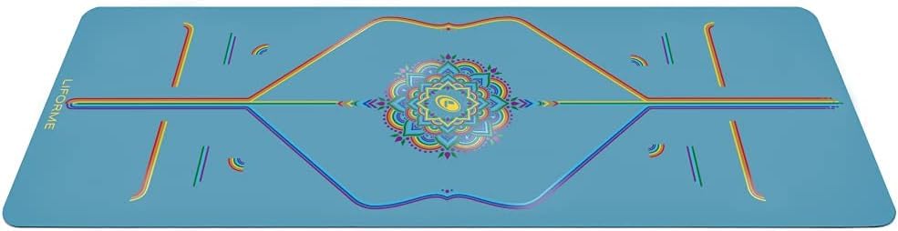 Liforme Printed Yoga Mat - Free Yoga Bag, Patented Alignment System, Warrior-Like Grip, Non-Slip, Eco-Friendly, Biodegradable, S