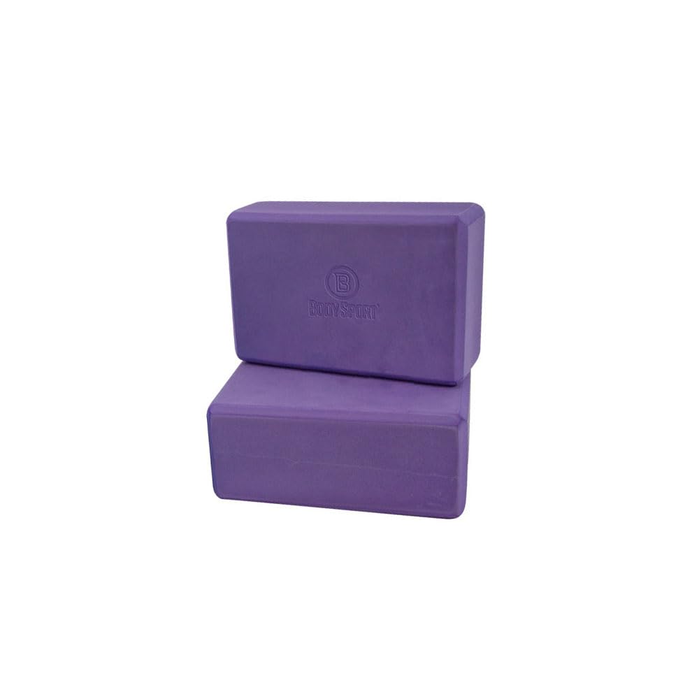 Body Sport Yoga Block 2 Pack, Purple, 3Inch x 6Inch x 9Inch  Foam Blocks for Yoga and Pilates  High Density Foam Yoga Block