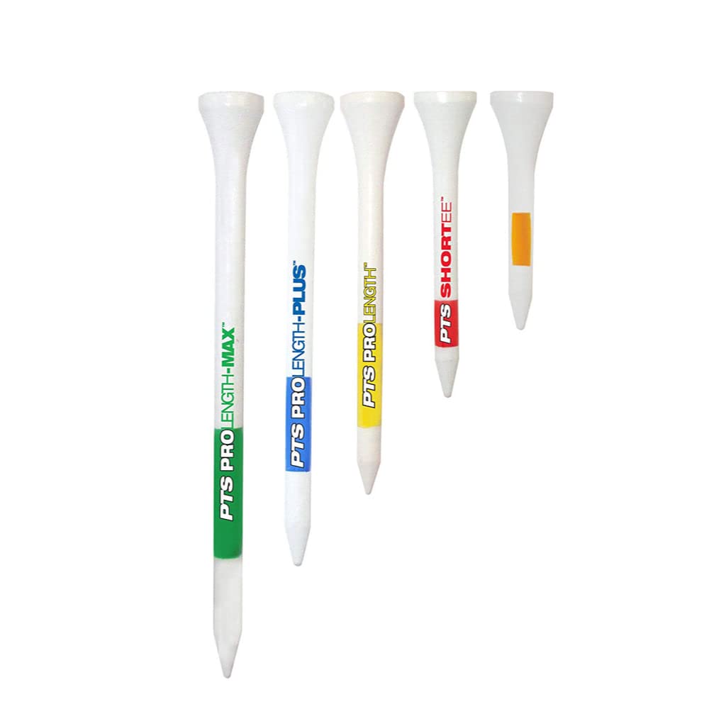 J&M Pts Pro Length Max Golf Tees (50-Count), White/Green, 4-Inch