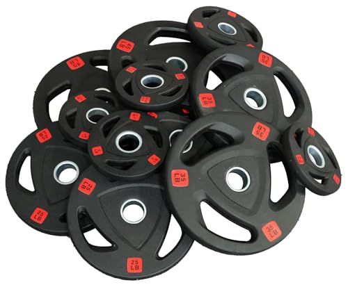 Fitvids Olympic Cast Iron 2-Inch Weight Plate for Strength Training & Weightlifting - Rubber Coate Style - 2.5LB Set of 4 - Blac