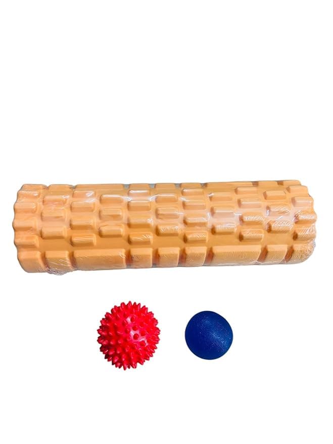 ACUTREE Foam Roller for Deep Tissue Massage, 33 cm, Black, EVA Foam, with Massage Ball and Spike Ball