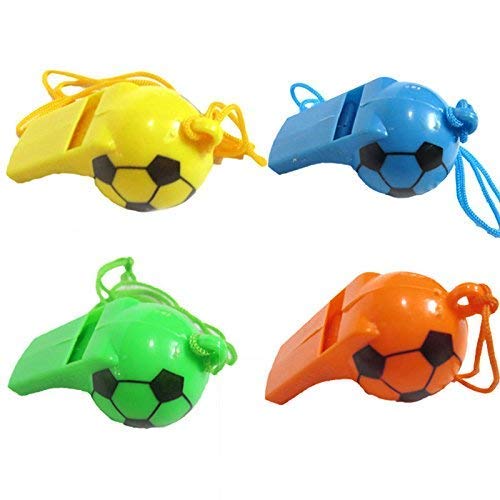 Bengaluru Nest Cute Football/Soccer Design Plastic Whistle Toy for Kids, Birthday Gift (Pack of 4) (Assorted Color) Soccer Ball 