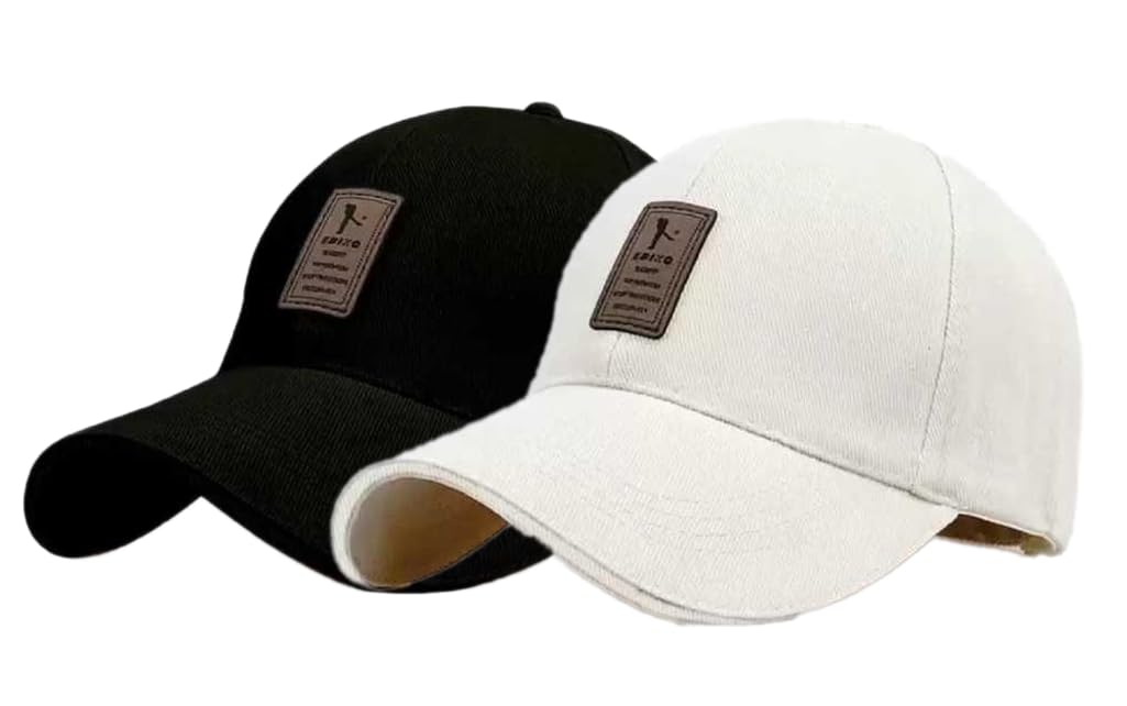 Selloria Brand Cotton Adjustable Unisex Cap (In, Alpha, Free Size, Big Boys, Black, White)