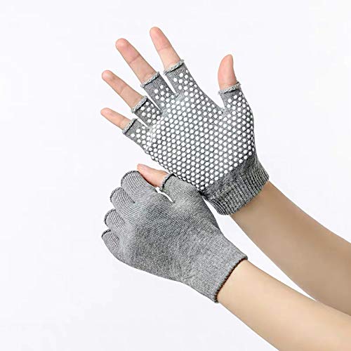 Yl Trd V 2 Packs Of Non Slip Fingerless Yoga Gloves Exercise Gloves Workout Gloves (With White Dots)