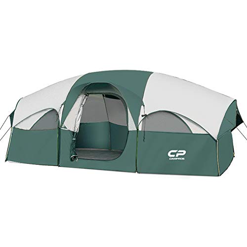 Campros Cp Tent-8-Person-Camping-Tents, Waterproof Windproof Family Tent, 5 Large Mesh Windows, Double Layer, Divided Curtain Fo