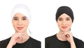 Pack Of2 Turban Design 1 Layer Pure Cotton Muslim Women Under Hijab Cap (White & Black)