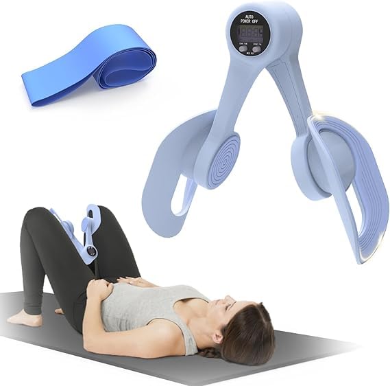 Kegel Exercise,Thigh Trainer, Pelvic Floor Muscle Trainer with LED Display, Inner Thigh Exerciser with Resistance Band for Women