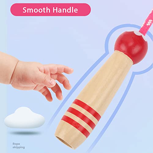 Jump Rope Kids,8.5Ft Adjustable Cotton Skipping Rope With Wooden Handle For Boys And Girls Fitness Outdoor Exercise (Red)