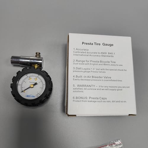 Presta Valve Gauge, Godeson Analog Presta Valve Bicycle Tire Pressure Gauge,100Psi/7Bar, Suitbale For Hybrid Bike Tire Inflation