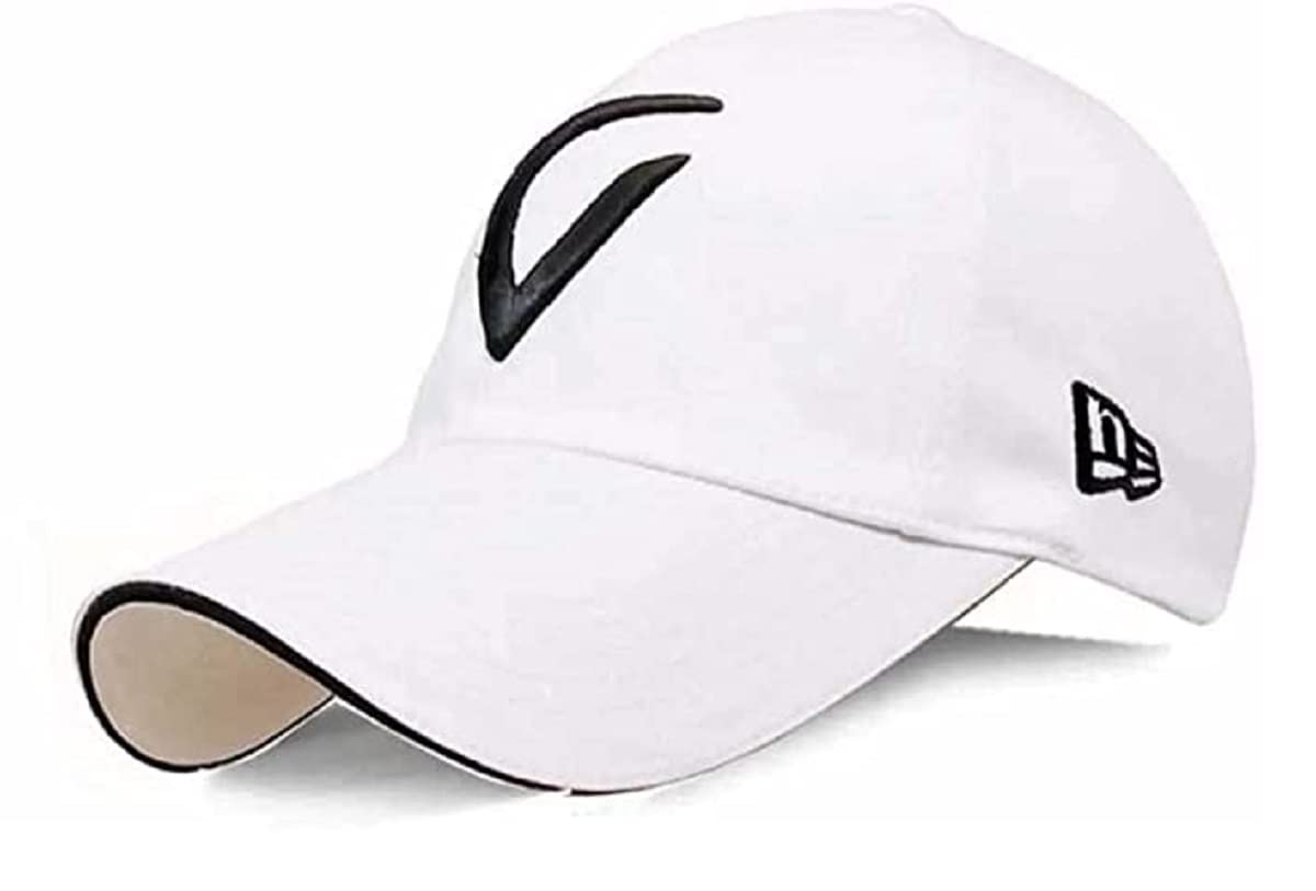 Selloria Men Acrylic Brand Adjustable Cap Cap Quick Drying Sun Hat For Summers Activites Sports Baseball Hat (Pack Of 1) (White)