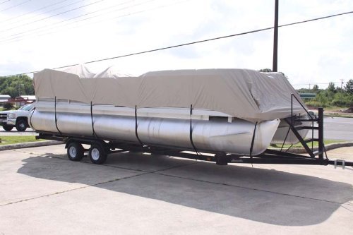 TAN/Beige* 16' VORTEX Ultra 3 Pontoon Boat Cover, HAS Elastic and Straps FITS 14 FT to 16 FT Long Deck Area, UP to 102 Beam