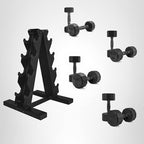 CAP Barbell 100 LB Coated 12-Sided Black Handle Dumbbell Weight Set with Vertical Rack
