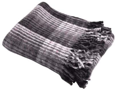 Hugger Mugger Recycled Plaid Yoga Blanket - Black - Use as a Yoga Prop, Made from Recycled Materials, Very Soft, Supportive, Ext