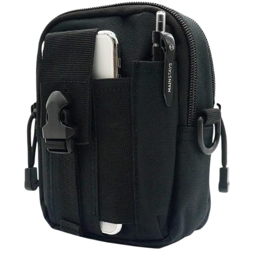 Homaxa Tactical MenS Belt Bag Fanny Pack  Mini Black Waist Pouch With Multiple Compartments, WaterResistant, Molle Compatible