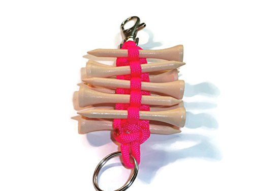 Redvex Paracord Golf Tee Holder - Pink - Holds 10 Golf Tees