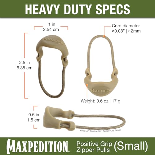 Maxpedition Positive Grip Zipper Pulls (Pack Of 6) (Small) (Tan)
