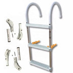 Anchor-Man Folding 3 Step Ladder For Fishing, Heavy-Duty Aluminum Pontoon Boat Ladder With Wide Steps, Ideal For Yacht, Dock, Et