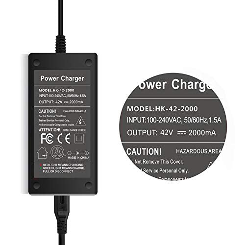 Evaplus 42V Charger Powerfast 3-Prong Inline Connector For 36V Pocket Mod, Sports Mod Lithium Battery, Battery Charger For Elect
