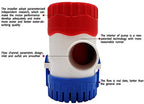 Maxzone Boat Bilge Water Pump 12V 1100Gph Non-Automatic Marine Electric Bilge Pump For Ponds, Pools, Spas Silent, Boat Caravan R