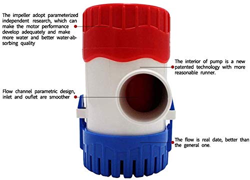 Maxzone Boat Bilge Water Pump 12V 1100Gph Non-Automatic Marine Electric Bilge Pump For Ponds, Pools, Spas Silent, Boat Caravan R