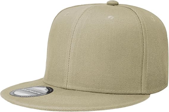 Missby Unisex Adults Snapback Hat Cap Hip Hop Style Flat Solid Color (In, Alpha, Free Size, Khaki)