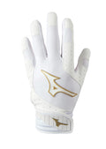 Mizuno Finch Youth Softball Padded Batting Glove, White-Gold, Large