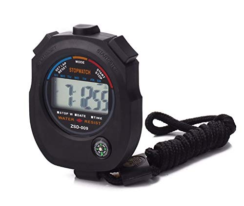2 Pack Multi-Function Electronic Digital Sport Stopwatch Timer, Large Display With Date Time And Alarm Function,Suitable For Spo
