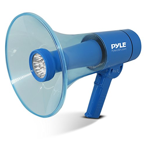Pyle Compact And Portable Mega Phone Speaker - 40W Waterproof Bullhorn With Alarm Siren, Adjustable Volume, Led Flashlight, And 