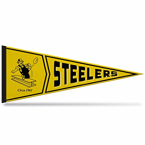 Rico Industries Nfl Football Pittsburgh Steelers Retro - Alt 12'' X 30'' Felt Wall D  Cor Pennant - Great For Home/Bed Room/Man