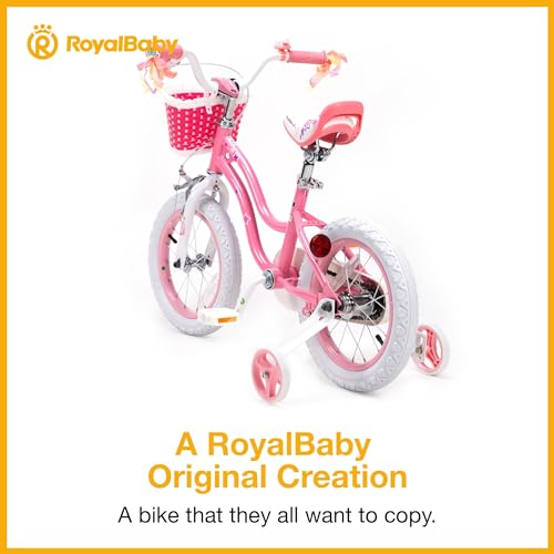 RoyalBaby Stargirl Kids Bike 12 Inch Girls Bicycle for Children with Training Wheels & Basket, Pink