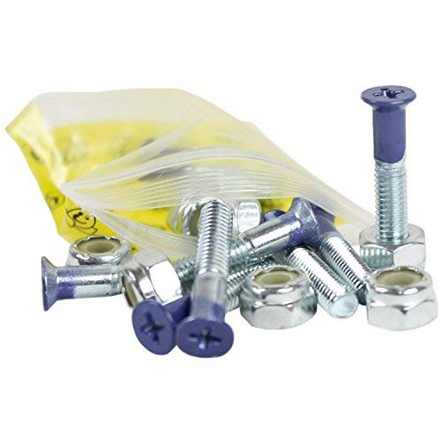 Dimebag Hardware Skateboard Mounting Nuts and Bolts 1 Phillips - Skateboard Truck Hardware - Lots of Colors (Blue)
